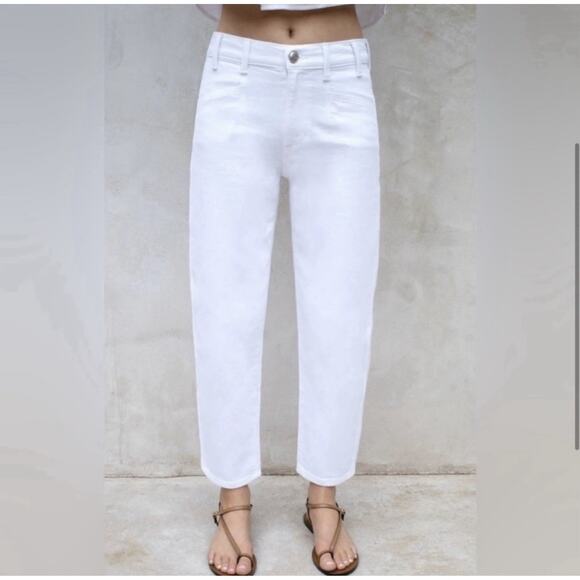 AYR Denim - NWOT AYR Womens The Beat Jeans 23 Barrel Leg Pockets Crop Tapered White